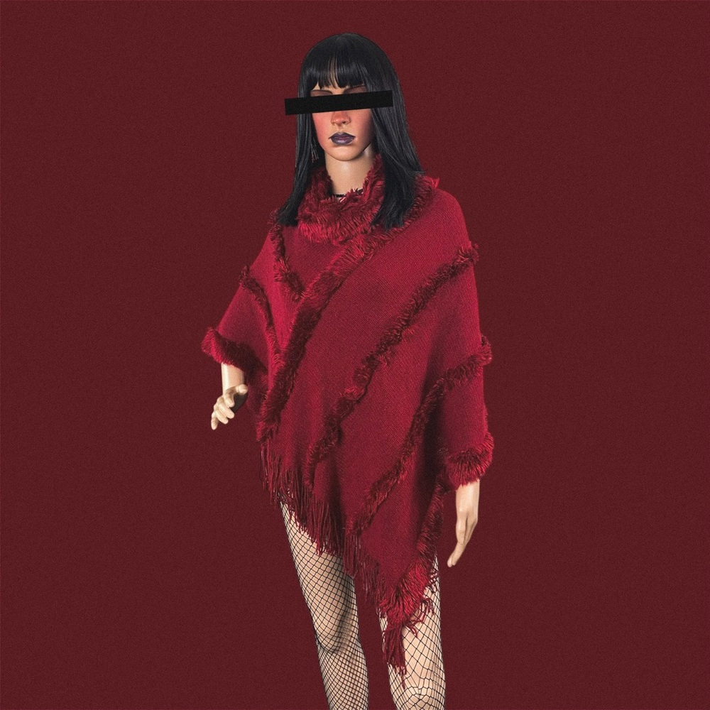 3/$25 Cozy red winter sweater poncho one size